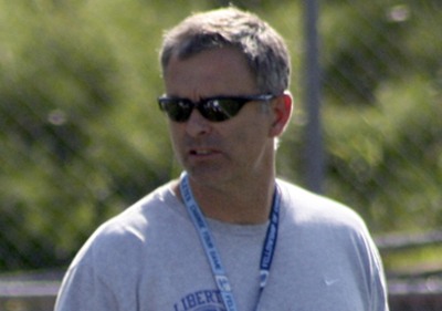 Liberty coach Steve Valach at practice this summer.