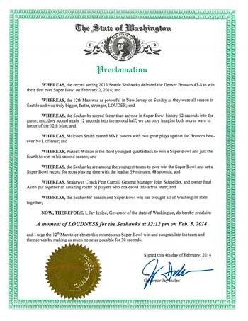 The governor's 'Moment of Loudness' proclamation.