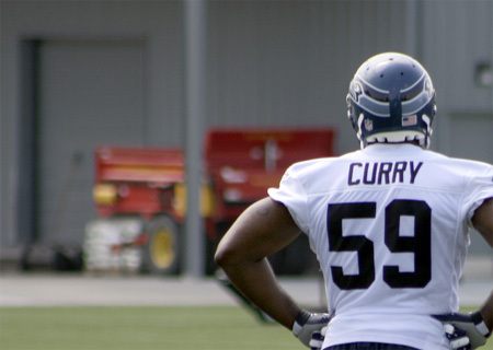 Seahawks linebacker Aaron Curry at an offseason OTA workout.