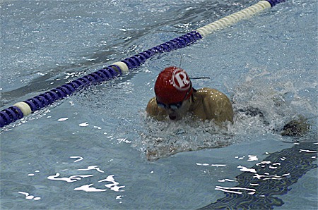 Renton sophomore Aslan DaVault swims the fly leg of the 200 medley relay Feb. 5 at the Seamount League meet.