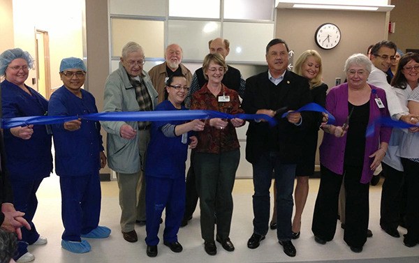 Among the nursing staff in blue scrubs at the South Tower ribbon-ribbon ceremony Nov. 7 were Valley Medical Center Trustee Don Jacobson