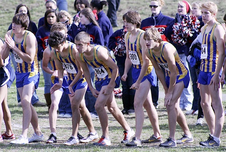 Hazen’s striped uniforms helped set the Highlander runners apart on the cross-country course this season. The Hazen boys team placed 12th at the 3A state meet Nov. 7.