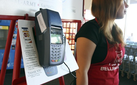 A card reader was added to five Renton Salvation Army red kettles. The kettles