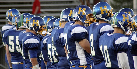 Hazen players line up during pregame activities.