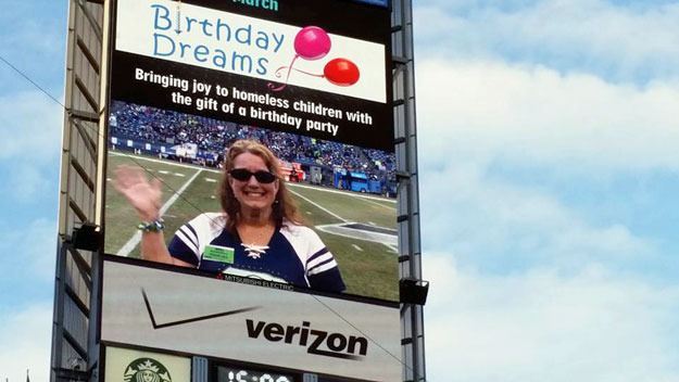 Birthday Dreams was recognized on the big screen during last week's final preseason Seahawks game.