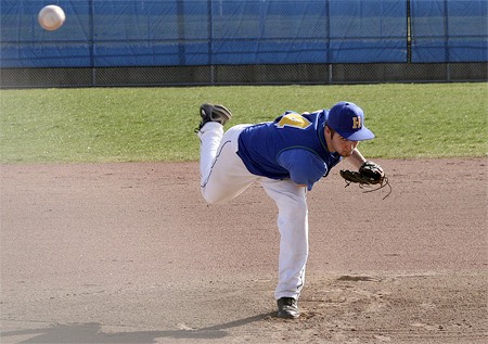 Hazen's Chadd Garton throws a first-inning pitch against Renton March 19.