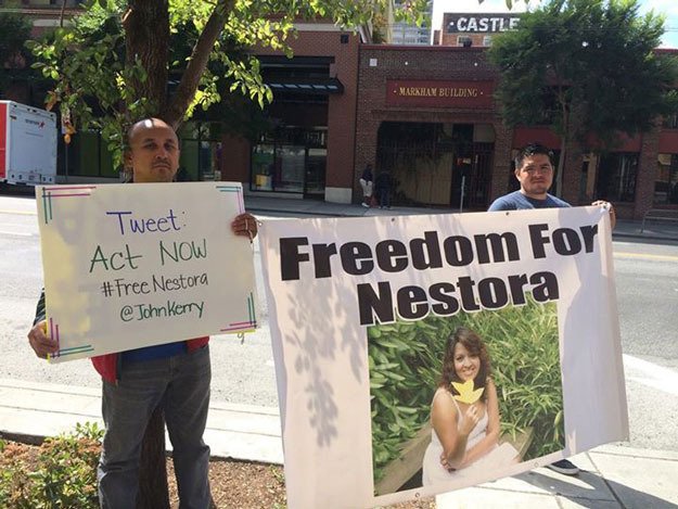 Family and supporters of Nestora Salgado held a rally in Seattle on Friday