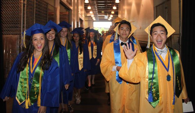 Hazen's Class of 2014 prepares for their Commencement Ceremony backstage at the ShoWare Center.