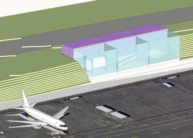 This artist's rendition shows the space and location of the proposed aerospace training center at the Renton Municipal Airport.