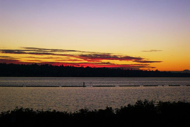 The colors of fall takes center stage in this beautiful picture of the Oct. 4 sunset over Lake Washington.
