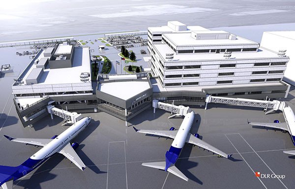 This is an artist's rendering of Boeing's expanded 737 Commercial Delivery Center (CDC) at Boeing Field in Seattle.