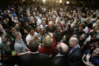 Gov. Christine Gregoire greets fans after her speech during the Democratic Party's election night party at Westin Hotel in Seattle Tuesday night.