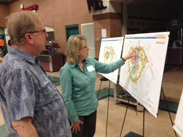 Jon Troxel shares his thoughts on a new park planned for the Renton Highlands with Leslie Betlach of the City of Renton.