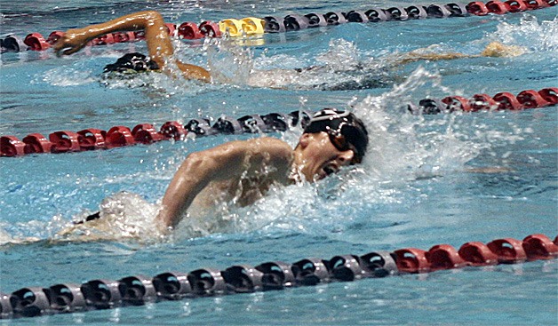 Renton's Steve Sholdra swims in the 500-yard freestyle at the 2A state swim and dive meet. Sholdra won a state title in the event.