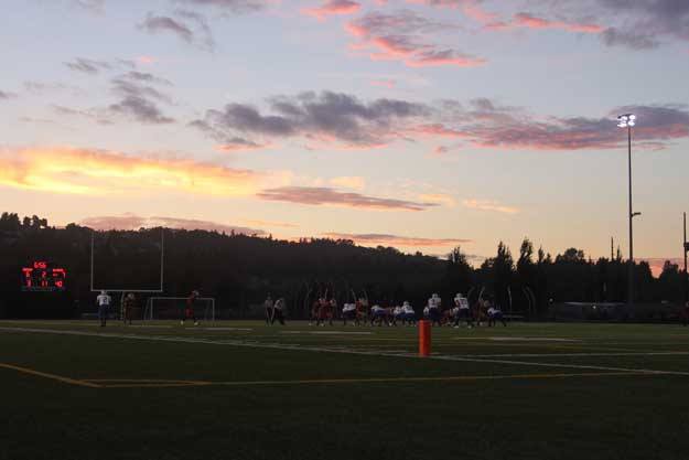 The sunset steals the show at last week's Renton-Olympic football game.