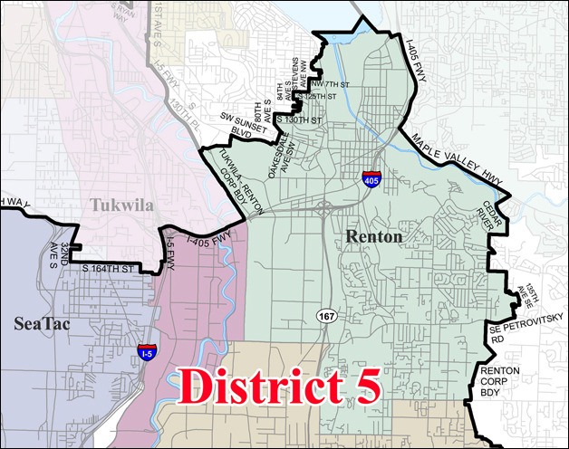 The new King County Council District 5 boundary.