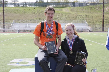 Liberty's Eric Bice and Kingston's Jamie Schultz won the Outstanding Athlete awards at the Liberty Invitational April 10.