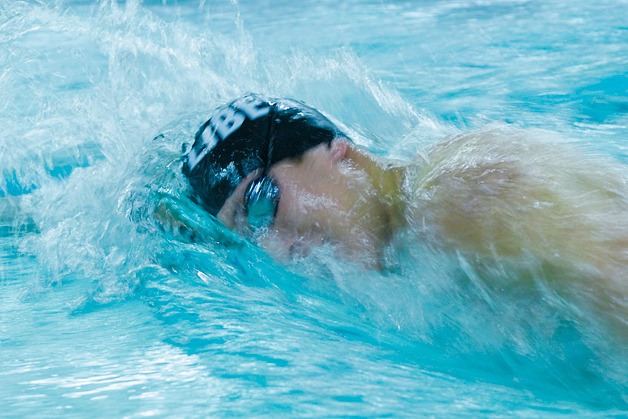 Liberty's Logan Briggs at the Sea-King district meet Feb. 12.