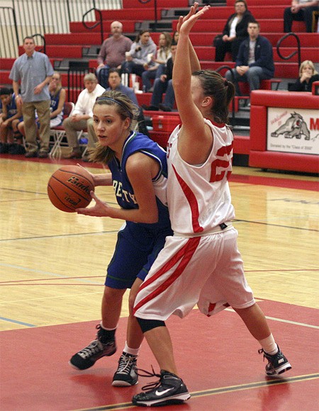 Liberty's Halie Ericksen works inside against Mount Si Tuesday night.