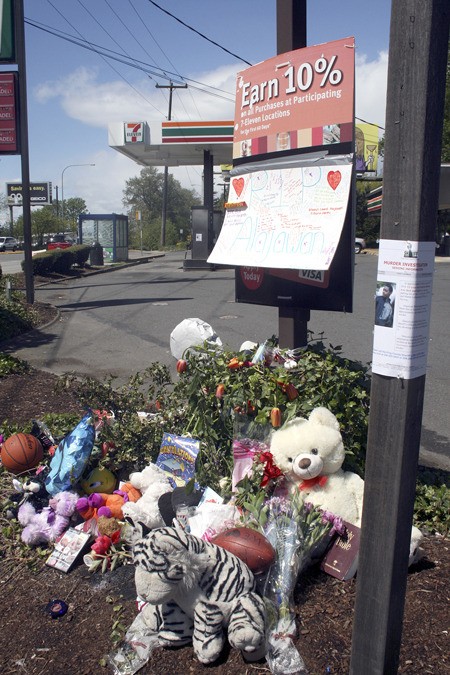 A memorial for 12-year-old Alajawan Brown has grown at the 7-Eleven store parking lot on Martin Luther King Jr. Way where he died of a gunshot wound last week. The memorial includes stuffed animals