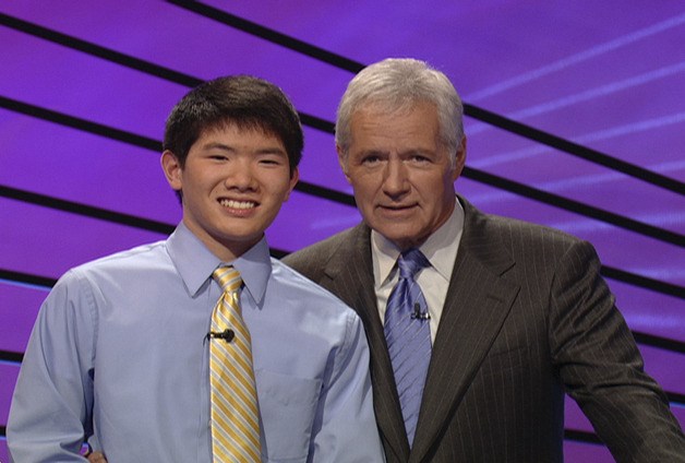 Kentridge High School senior Christian Ie with 'Jeopardy' host Alex Trebek during the taping of the 'Teen Tournament.'