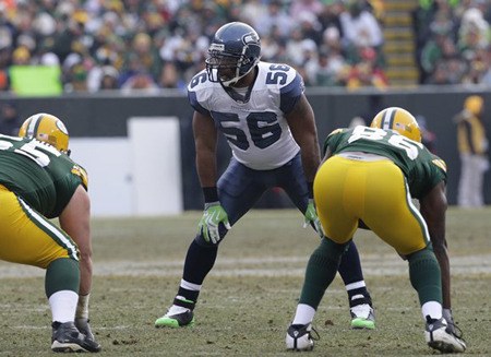 Seahawks linebacker Leroy Hill playing against Green Bay Dec. 27 last season.