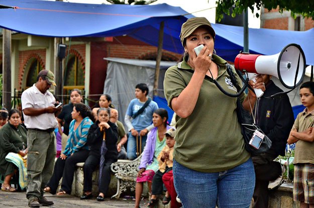 Renton resident Nestora Salgado leads a protest prior to her incarceration. She was freed March 18.