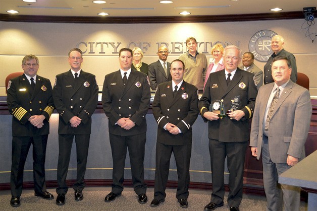 Renton Fire and Emergency Services Department recognized outstanding employee achievement at Monday night’s City Council meeting. Pictured