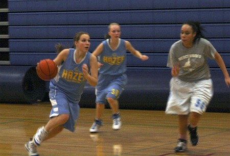 Hazen's Christy Argyle drives during a drill at practice.