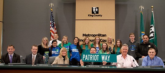 Students and staff from Liberty High School in Renton joined members of the Metropolitan King County Council's Transportation