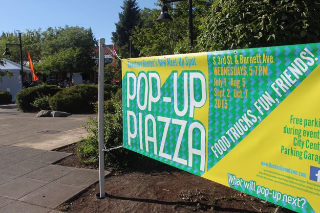 Visitors gathered in downtown Renton for the first ever Pop-Up Piazza social event.