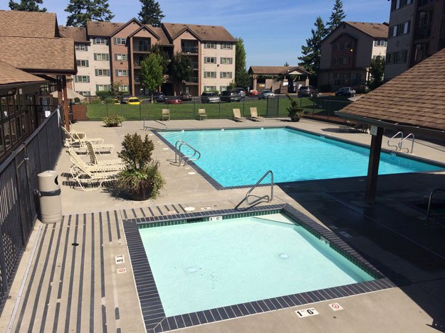 A picture of the pool area at the Creston Point Apartments where a 4-year-old nearly downed this weekend.