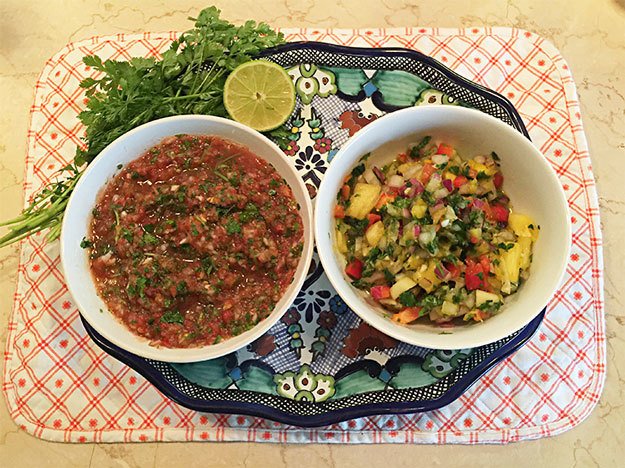 Pippimama’s regular and pineapple, mango, apple salsa recipes