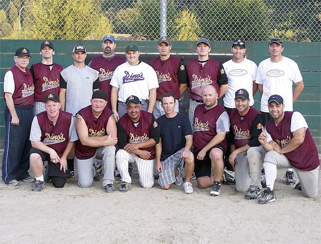 The Dino’s Pub mens softball team beat J.P.’s Bar and Grill 15-12 for the league championship at Ron Regis Field July 18. The win completed an undefeated