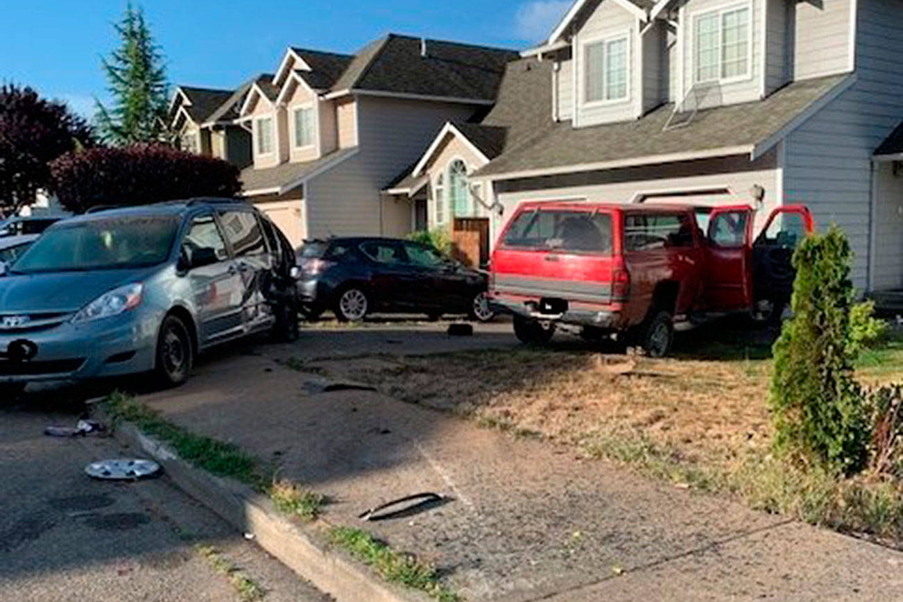 Photo courtesy of Renton Police Department. A car crashed into a house the morning of Sept. 5, at South 34th Street and Main Avenue South.