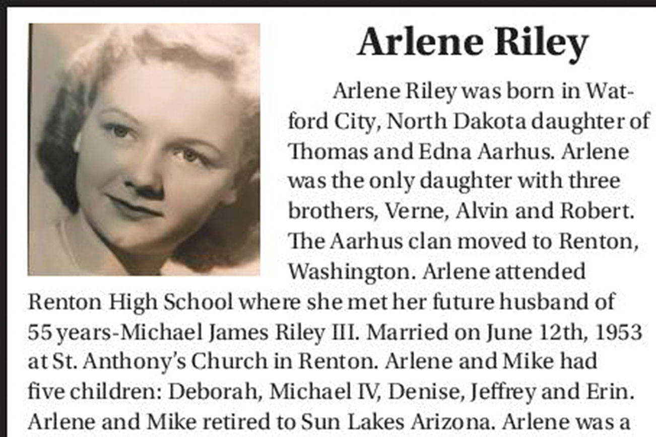 Arlene Riley Obituary Renton Reporter