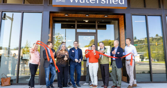 The ribbon-cutting ceremony for the Watershed Apartments took place April 18 with guest speakers and a tour of the facilities, which includes a fitness center, parcel room, rooftop lounge area and more. Courtesy image