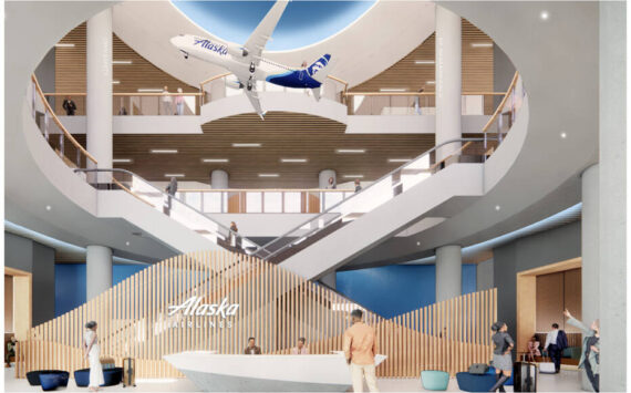 Digital rendering the future Alaska Airlines training facility. Photo courtesy of Alaska Airlines