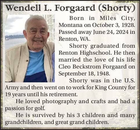 Wendell L. Forgaard (Shorty) | Obituary