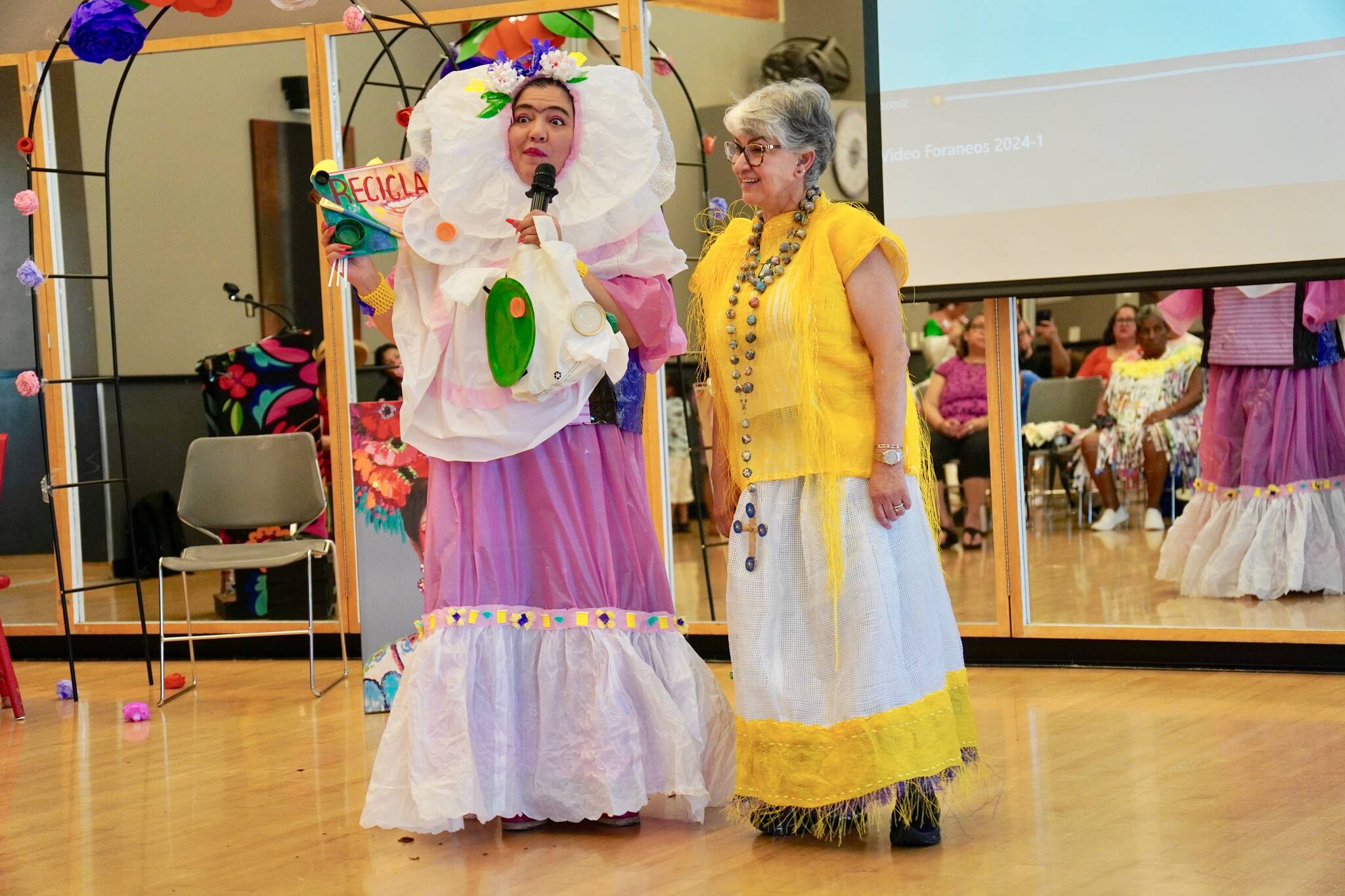 Contest participants, judges, and others posing for a picture July 6 at Renton Community Center for the Dress Like Frida With Recycled Materials Contest. Photos by Joshua Solorzano/Renton Reporter