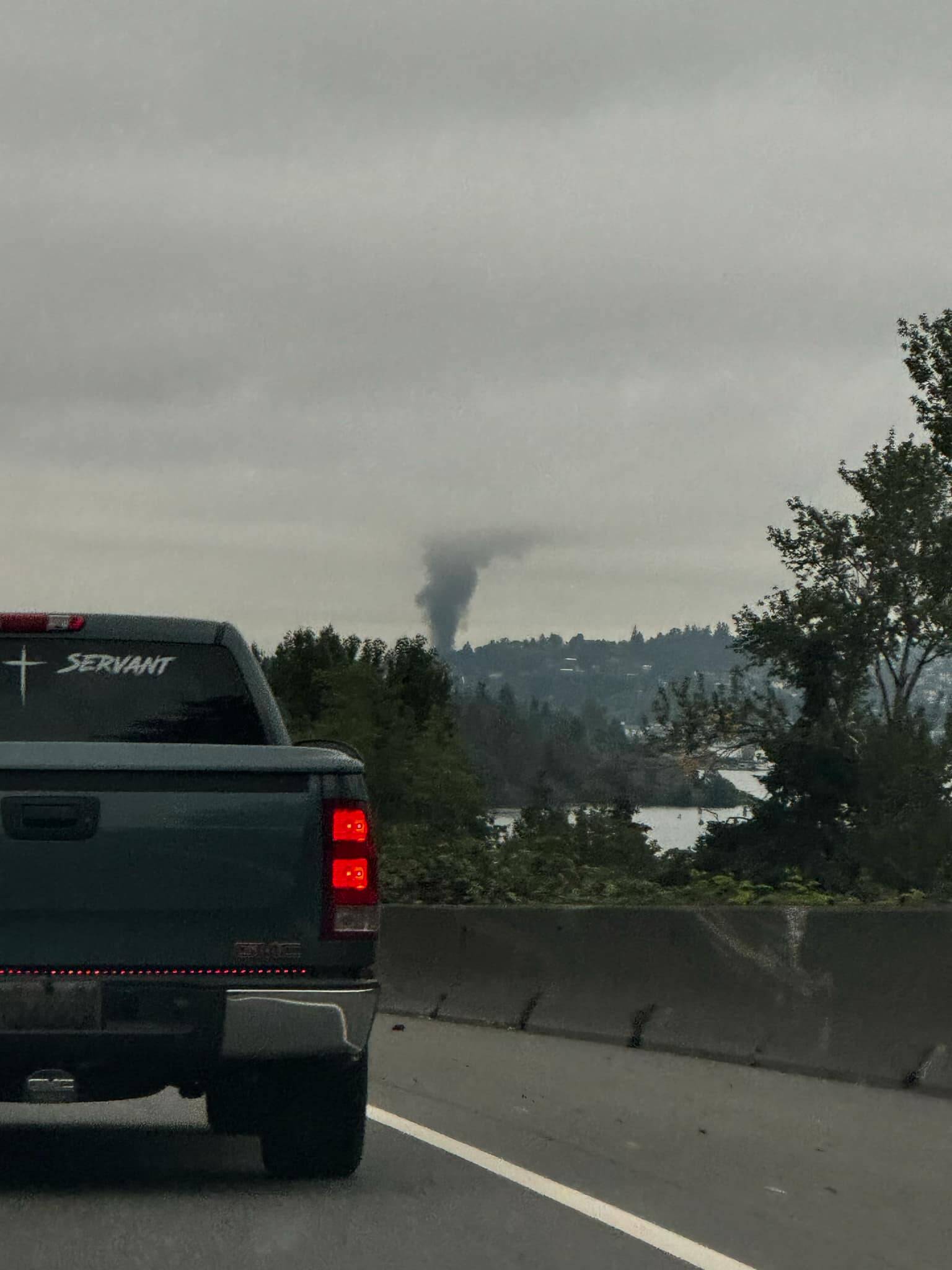 Renton residents posted photographs on social media on July 31 of a column of smoke resulting from a fire within city limits. (Courtesy photo of Bruce Osgoodby III)