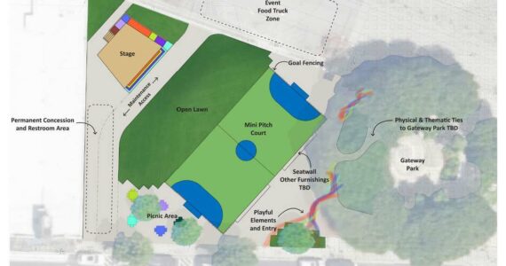 The proposed site of the World Cup Legacy Square will be the gravel lot on South 3rd Street, which has often been used for municipal events throughout the year. Courtesy of the City of Renton