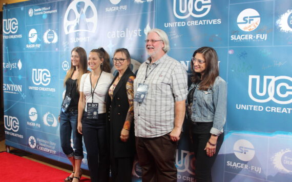 The cast and crew of the short “CHAT” pose after their film’s The Summit screening in Renton.
Photo by Bailey Jo Josie/Sound Publishing.