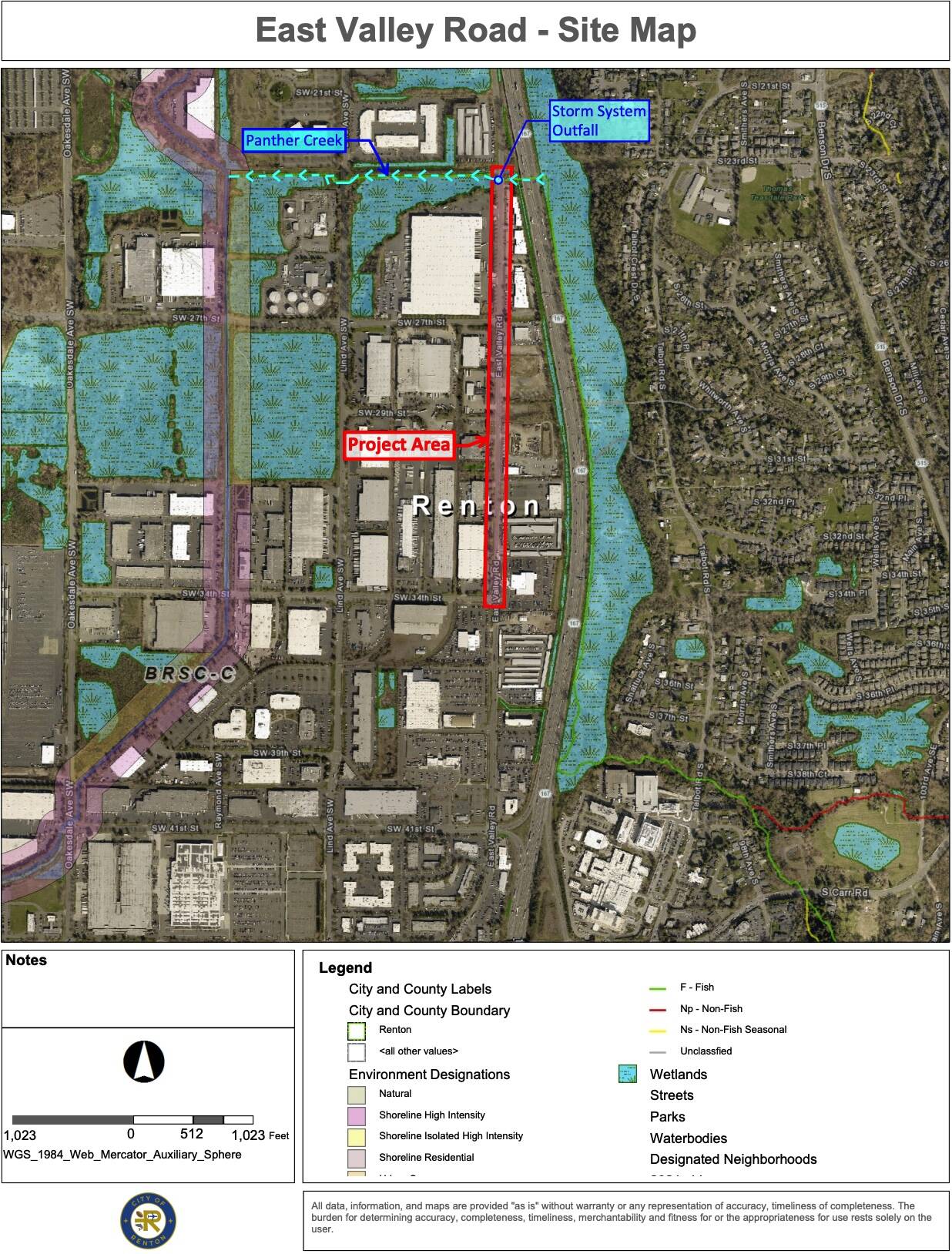 East Valley Road site map. Screenshot