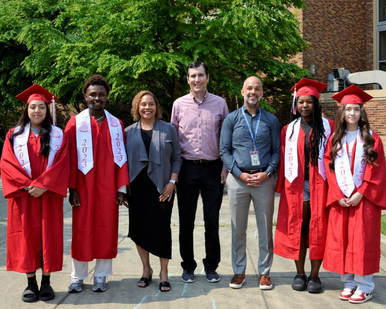 This 2023 photo shows Yaxyry Lomeli, Dechae Hester, Jayden Huggins and Liliana Urias, who will benefit from Renton Promise. They are pictured with RTC President Yoshiko Harden, Rep. Steve Bergquist, RSD Superintendent Damien Pattenaude. Courtesy photo