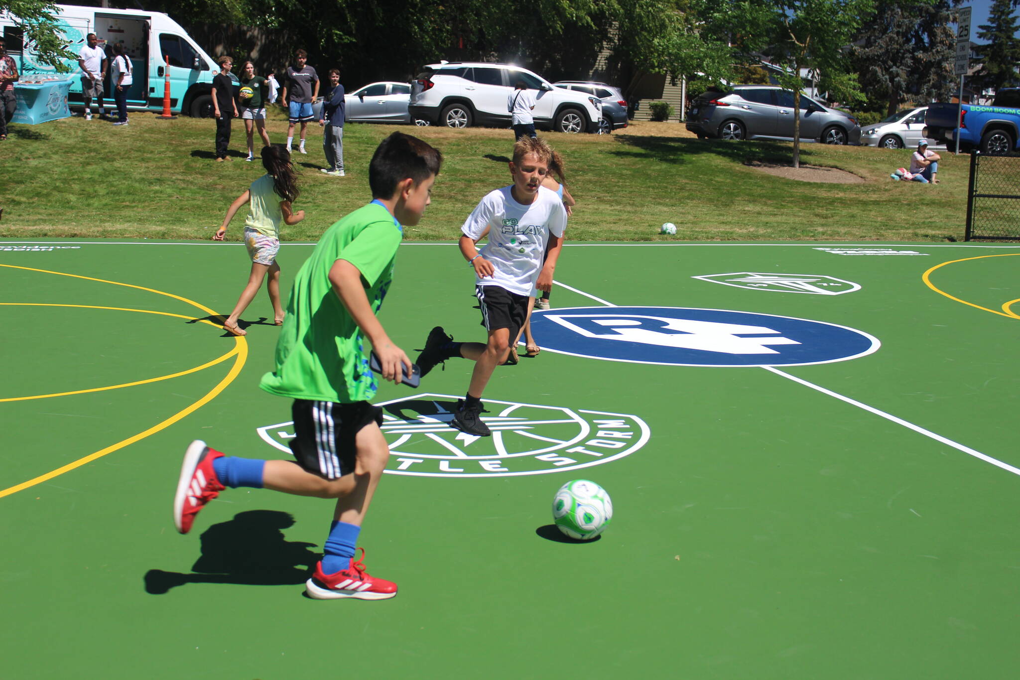 Kids playing soccer at Tiffany Park. Photo by Bailey Jo Josie/Sound Publishing