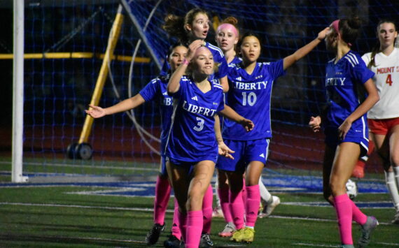 Adeline Struer leads the charge of disapproval of a referee decision to disallow a goal. Ben Ray / The Reporter