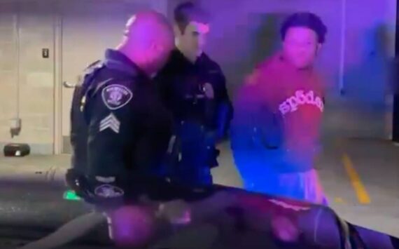 The arrest of Miles Oliver Hudson, the “Belltown Hellcat.” (Screenshot from video)