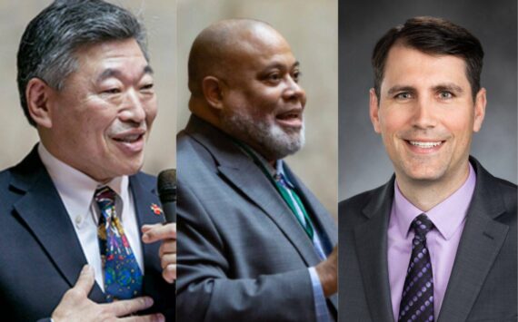 Pictured left to right: Sen. Bob Hasegawa (D), Rep. David Hackney, and Rep. Steve Bergquist (Courtesy of Democratic Caucus)