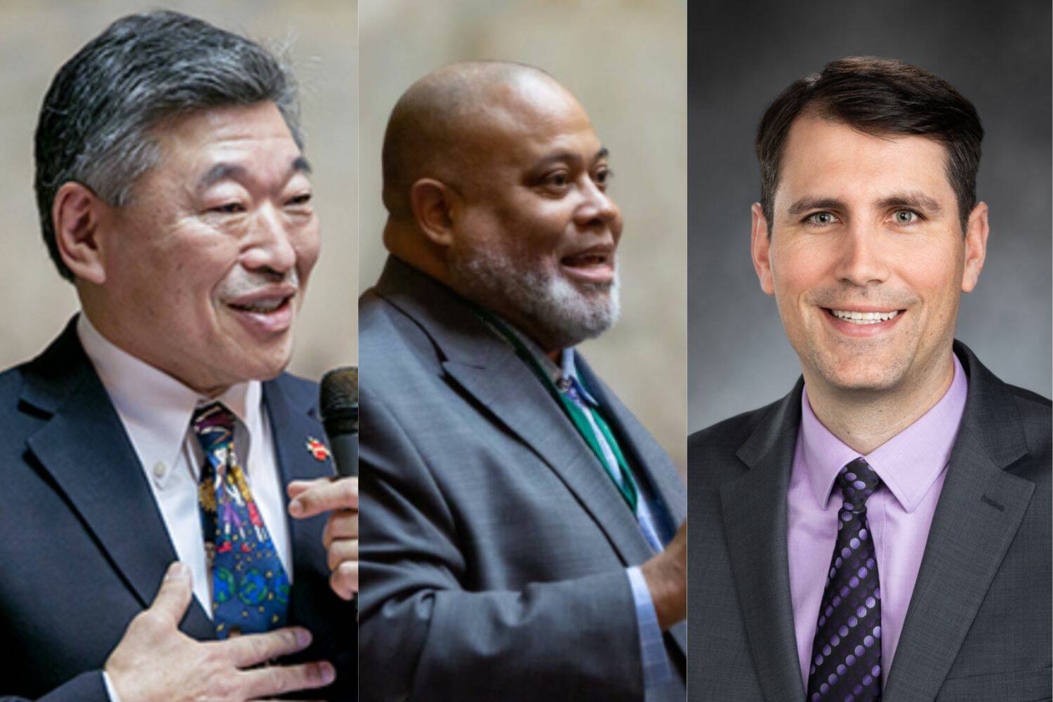 Pictured left to right: Sen. Bob Hasegawa (D), Rep. David Hackney, and Rep. Steve Bergquist (Courtesy of Democratic Caucus)